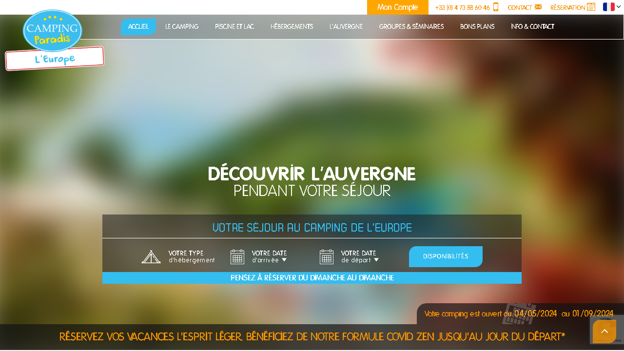 Capture d'écran de https://www.camping-europe-murol.com/